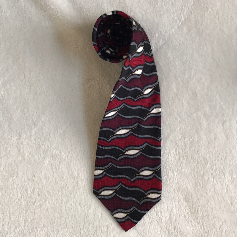 Portico Red, White, & Gray Abstract Necktie